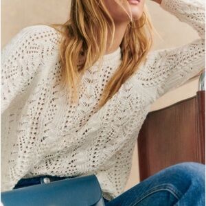 Sezane Cream Lace Zachary jumper. Ecru